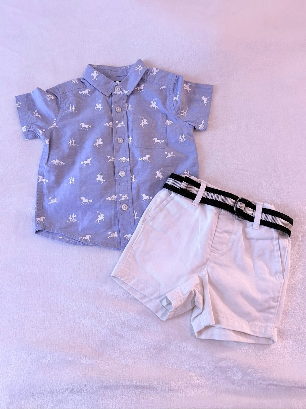 Toddler Brand New Childrens Place blue and white casual short set.